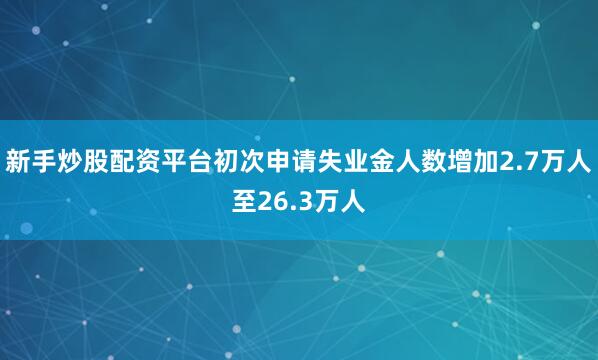 新手炒股配资平台初次申请失业金人数增加2.7万人至26.3万人