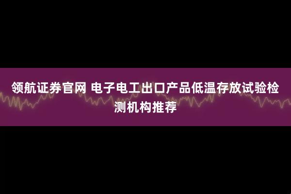 领航证券官网 电子电工出口产品低温存放试验检测机构推荐
