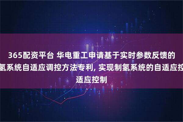 365配资平台 华电重工申请基于实时参数反馈的制氢系统自适应调控方法专利, 实现制氢系统的自适应控制
